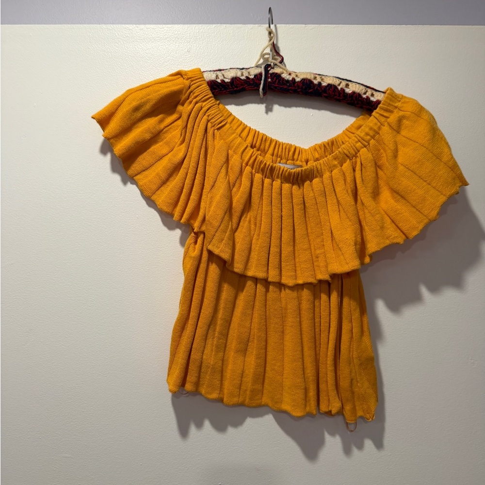 Urban Outfitters Mustard Ruffle Blouse